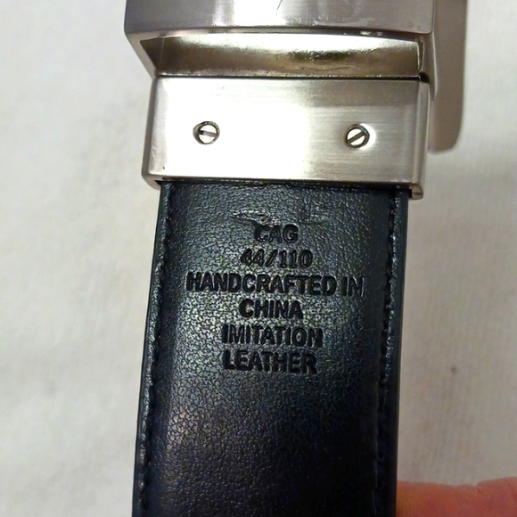 Mens Belt 49" Double Sided ReversibleBlack Brown Brushed Silver Faux Leather - Picture 9 of 11